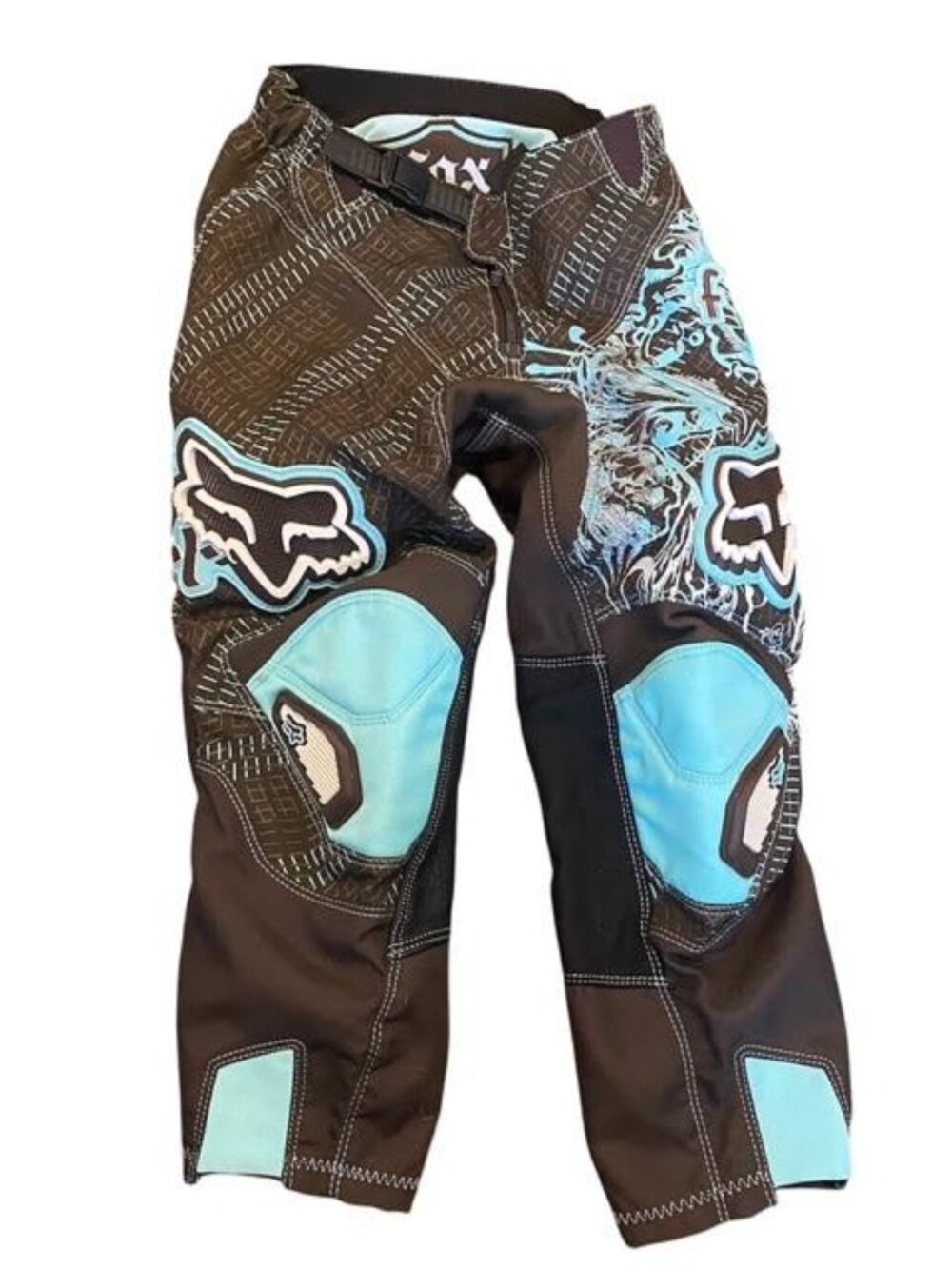 Fox 180 Motocross Motorcycle Pants Adjustable Belt Brown Blue Youth Size 6/22